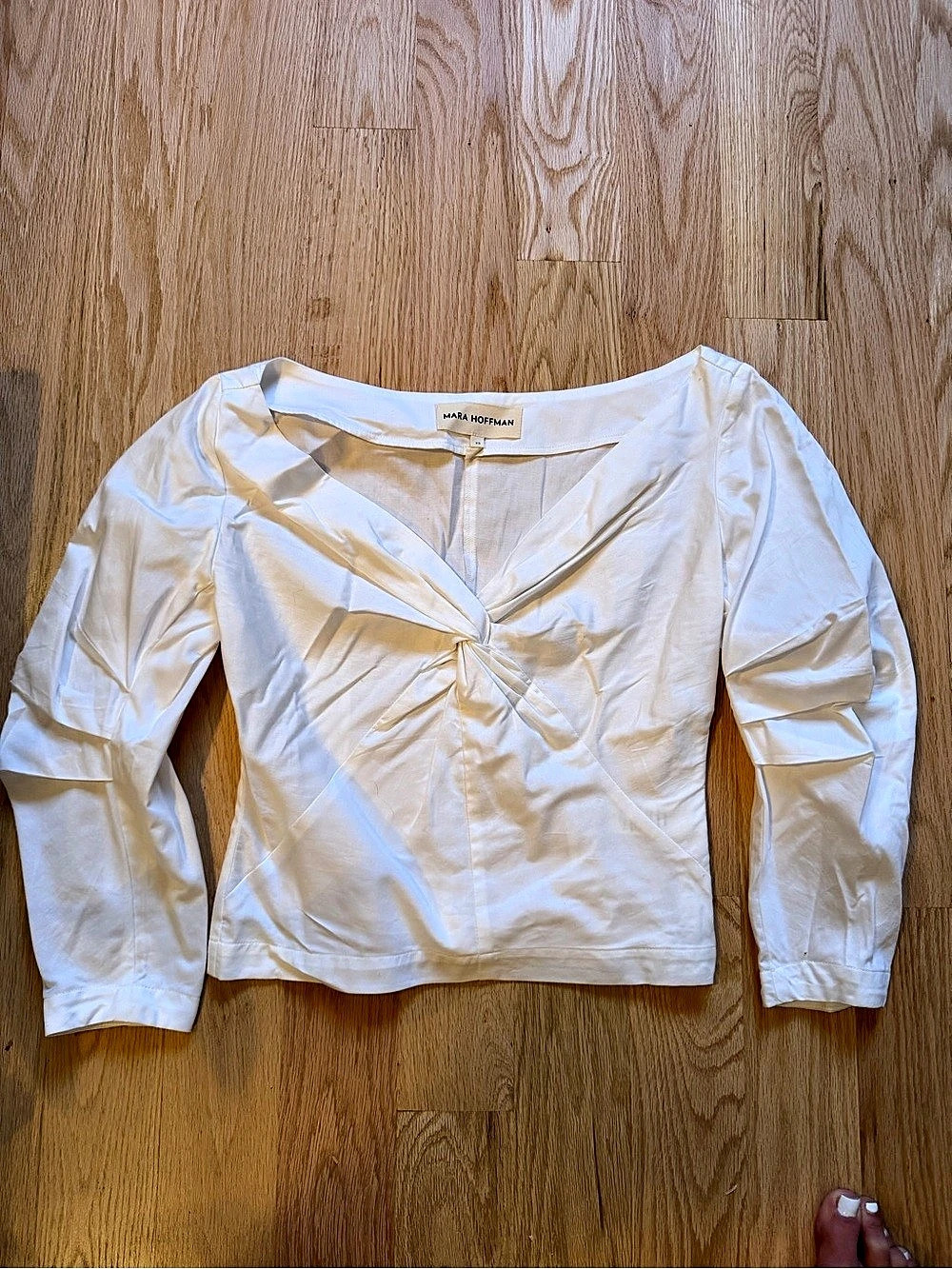 Mara Hoffman Lela Top Ruched Front Blouse White XS